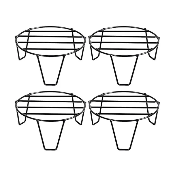Set_Of_4_Black_Round_Metal_Flower_Pot/Plant_Stand_For_Home_Garden_Balcony_Living_Room_D�cor