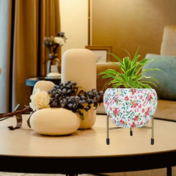 White_Decorative_Apple_Pot_With_Stand_|_For_Indoor_Plants_Rust_Free_Metal_Plant_Pots_|_For_Living_Room_And_Table_Top