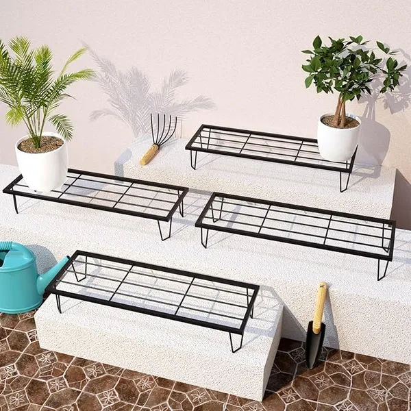 Set_Of_1_Heavy_Metal_Flower_Pot/Plant_Stand__for_Home_Garden_Balcony_Living_Room__Decor_24_Inches_(Black)