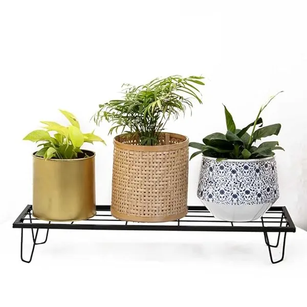 Set_Of_1_Heavy_Metal_Flower_Pot/Plant_Stand__for_Home_Garden_Balcony_Living_Room__Decor_24_Inches_(Black)