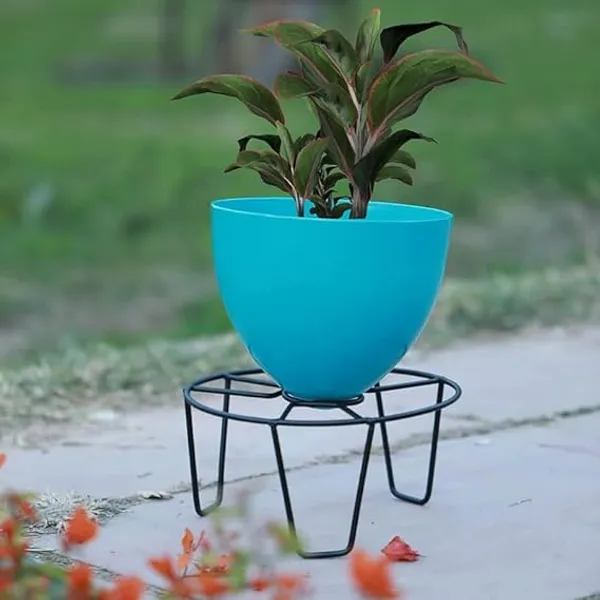 Set_Of_7_Black_Metal_Round_O_Shape_Flower_Pot/Plant_Stand_|_For_Home_Garden_Balcony_Living_Room_Decoration