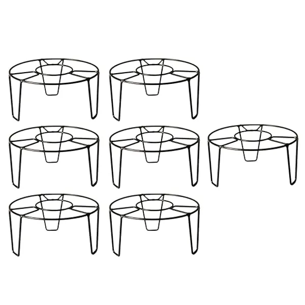 Set_Of_7_Black_Metal_Round_O_Shape_Flower_Pot/Plant_Stand_For_Home_Garden_Balcony_Living_Room_Decor