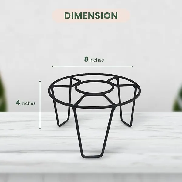 Set_Of_7_Black_Metal_Round_O_Shape_Flower_Pot/Plant_Stand_For_Home_Garden_Balcony_Living_Room_Decor