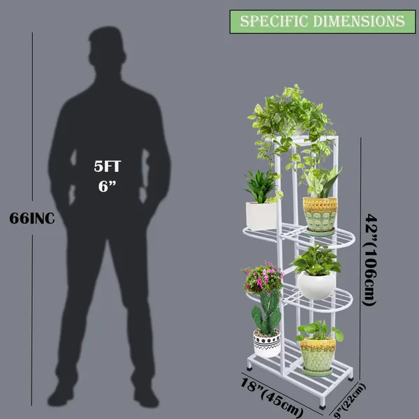 White_7_Tier_Plant_Stand_Multiple_Flower_Pot_Holder_Shelves_Planter_|_Rack_Storage_Organizer_Display_|_For_Indoor_Outdoor_Garden_Balcony