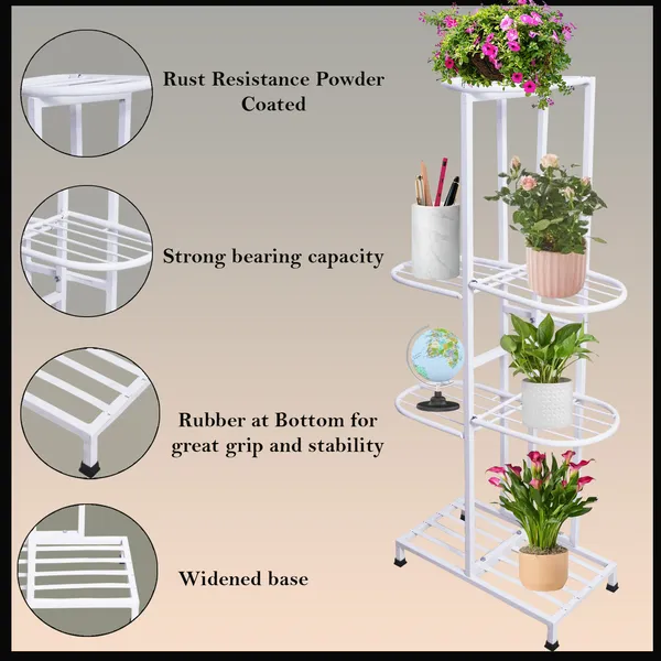 White_7_Tier_Plant_Stand_Multiple_Flower_Pot_Holder_Shelves_Planter_|_Rack_Storage_Organizer_Display_|_For_Indoor_Outdoor_Garden_Balcony
