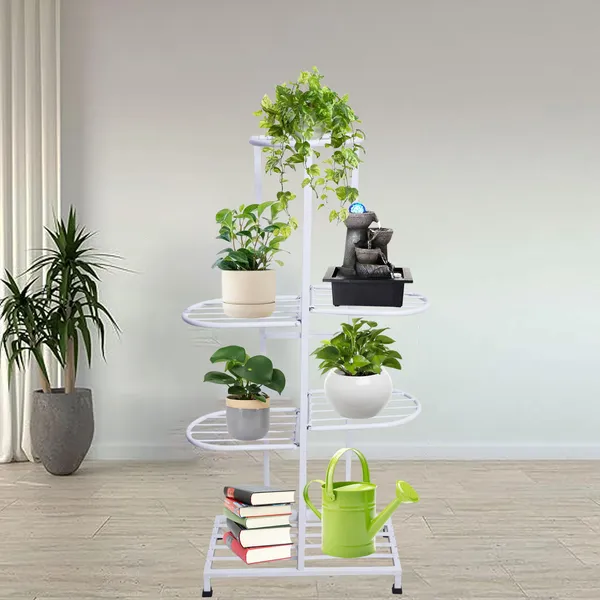 White_7_Tier_Plant_Stand_Multiple_Flower_Pot_Holder_Shelves_Planter_|_Rack_Storage_Organizer_Display_|_For_Indoor_Outdoor_Garden_Balcony