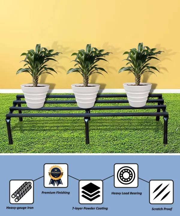 Set_Of_2_Black_Heavy_Metal_Flower_Pot/Plant_Stand_For_Home_Garden_Balcony_Living_Room_Decor_24_Inches_()
