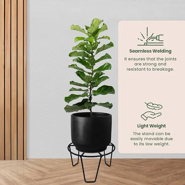 Set_Of_15_Black_Metal_Round_O_Shape_Flower_Pot/Plant_Stand_For_Home_Garden_Balcony_Living_Room_Decor
