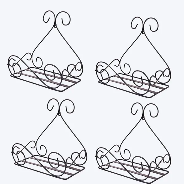 Set_Of_4_Matt_Black_Wall_Mount_Metal_Planter_stand__for_Home_Garden_Balcony_Living_Room__Decor