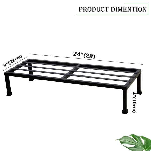 Pack_Of_4_Black_Rectangular_Metal_Stand_|_For_Indoor/Outdoor_Plants_|_24_Inches