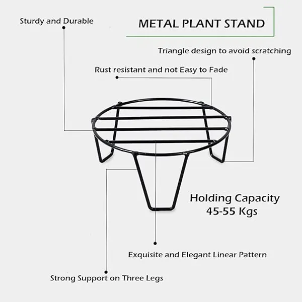 Set_Of_2_Black_Round_Metal_Flower_Pot/Plant_Stand_For_Home_Garden_Balcony_Living_Room_Decor_()