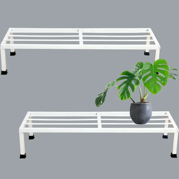 Pack_Of_2_White_Metal_Rectangular_Stand_|_For_Indoor/Outdoor_Plants_|_24_Inches