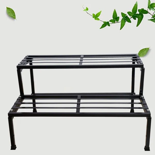 Black_Classic_24Inc_(2Ft)_2Step_Stand_For_Multiple_Pots,_Indoor_Shelf_Rack