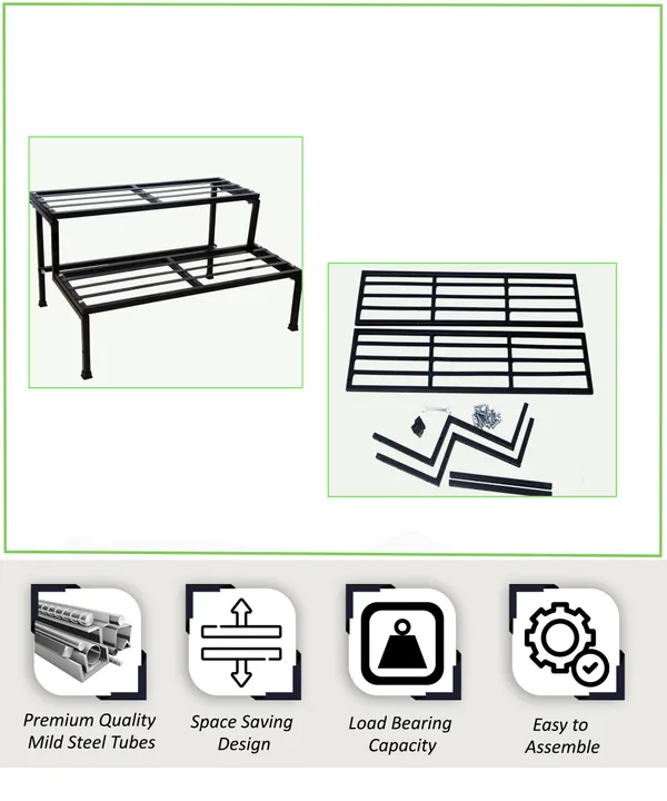 Black_Classic_24Inc_(2Ft)_2Step_Stand_For_Multiple_Pots,_Indoor_Shelf_Rack