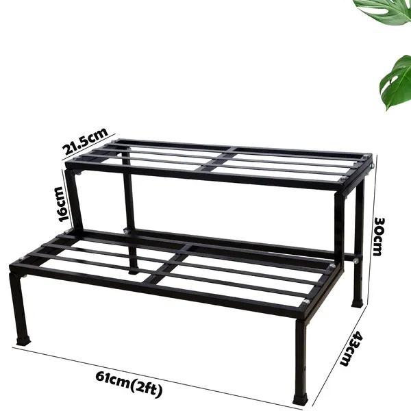 Black_Classic_24Inc_(2Ft)_2Step_Stand_For_Multiple_Pots,_Indoor_Shelf_Rack
