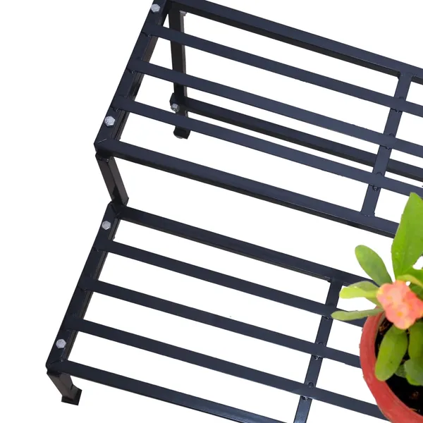 Black_Classic_24Inc_(2Ft)_2Step_Stand_For_Multiple_Pots,_Indoor_Shelf_Rack