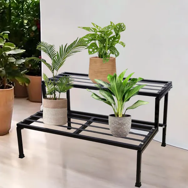 Black_Classic_24Inc_(2Ft)_2Step_Stand_For_Multiple_Pots,_Indoor_Shelf_Rack