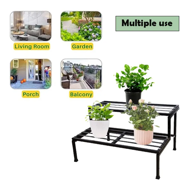 Black_Classic_24Inc_(2Ft)_2Step_Stand_For_Multiple_Pots,_Indoor_Shelf_Rack