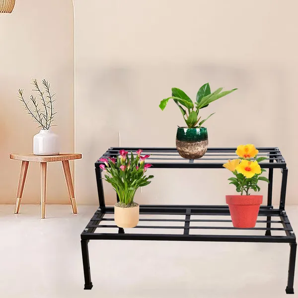 Black_Classic_24Inc_(2Ft)_2Step_Stand_For_Multiple_Pots,_Indoor_Shelf_Rack