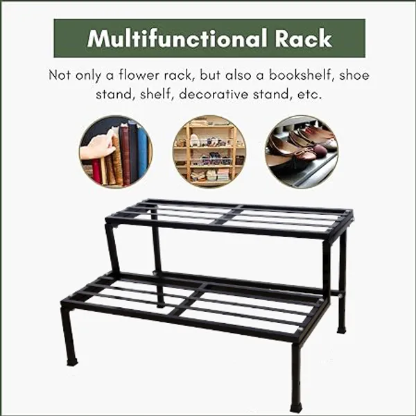 Black_Classic_24Inc_(2Ft)_2Step_Stand_For_Multiple_Pots,_Indoor_Shelf_Rack