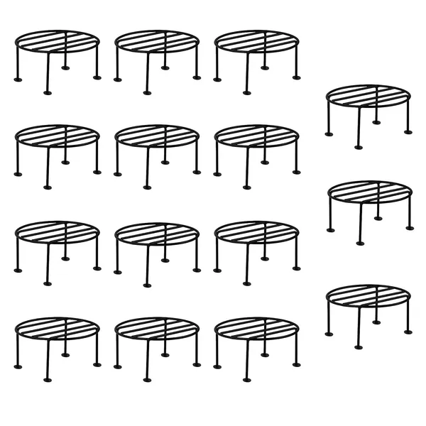 Set_Of_15_Black_Metal_Round_Flower_Pot/Plant_Stand_For_Home_Garden_Balcony_Living_Room_Decor
