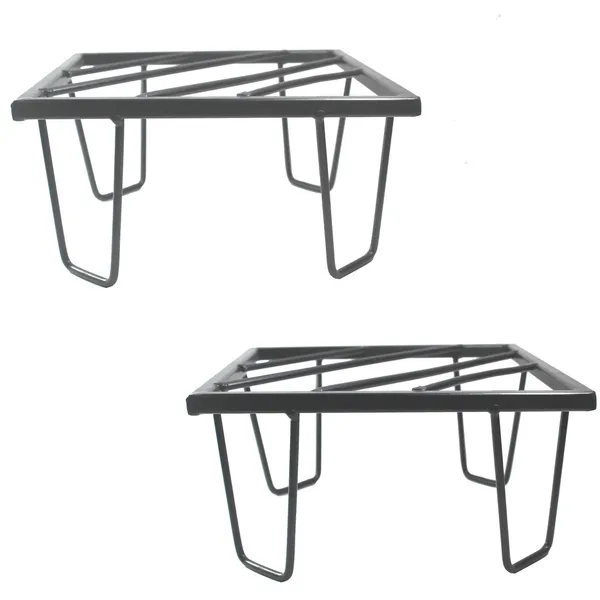 Set_Of_2_Black_Heavy_Metal_Flower_Pot/Plant_Stand_|_For_Home_Garden_Balcony_Living_Room_Decoration_Square_Shape