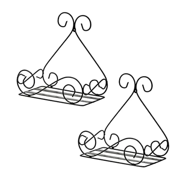Set_Of_2_Black_Metal__Wall_Mount_Planter_Stand_For_Home_Garden_Balcony_Living_Room_Decor