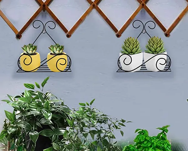 Set_Of_2_Black_Metal__Wall_Mount_Planter_Stand_For_Home_Garden_Balcony_Living_Room_Decor