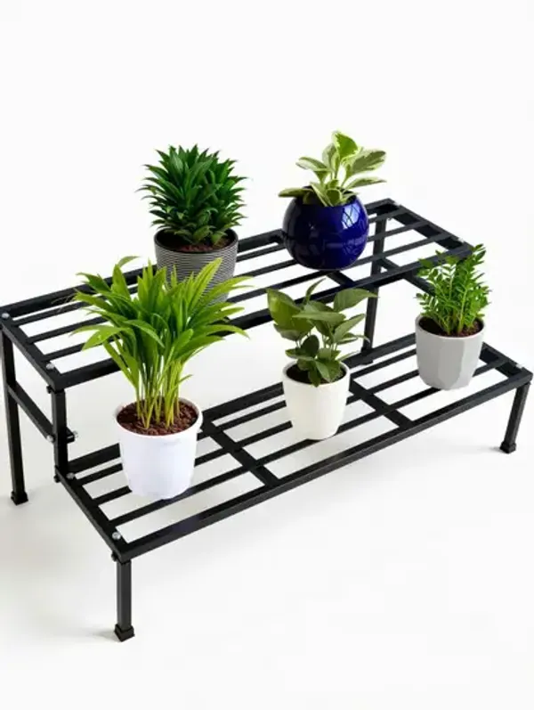 Set_Of_1_Black_2_Step_Stand_(3ft)_for_Multiple_Plants_and_Pots_Stand,_Indoor_Shelf_Holder_Rack,_Gardening_Stand,_Indoor_Outdoor
