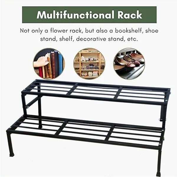 Black_2_Step_Stand_(3ft)_|_For_Multiple_Plants_and_Pots_Stand,_Indoor_Shelf_Holder_Rack,_Gardening_Stand,_Indoor_Outdoor