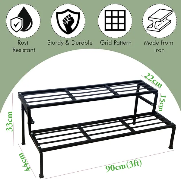 Black_2_Step_Stand_(3ft)_|_For_Multiple_Plants_and_Pots_Stand,_Indoor_Shelf_Holder_Rack,_Gardening_Stand,_Indoor_Outdoor