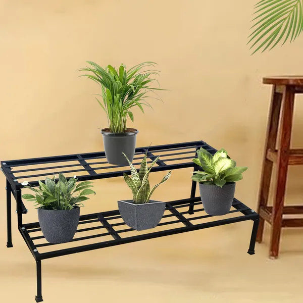 Black_2_Step_Stand_(3ft)_|_For_Multiple_Plants_and_Pots_Stand,_Indoor_Shelf_Holder_Rack,_Gardening_Stand,_Indoor_Outdoor