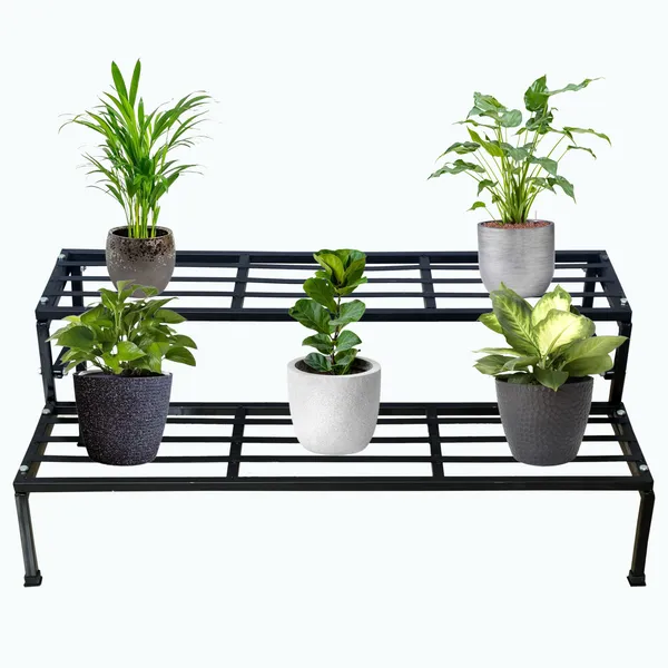 Black_2_Step_Stand_(3ft)_|_For_Multiple_Plants_and_Pots_Stand,_Indoor_Shelf_Holder_Rack,_Gardening_Stand,_Indoor_Outdoor