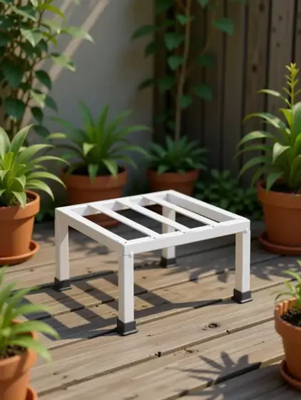 White_Premium_Strong_Flower_Pot_/_Gamla_Square_Stand_For_Indoor_And_Outdoor_Plants_|_Square_Shape_Thick_And_Strong_Leg