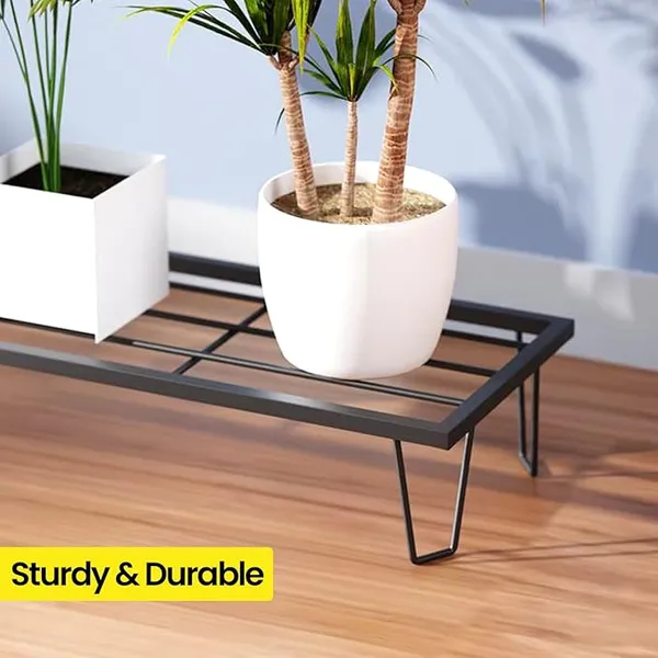 Set_Of_2_Black_Heavy_Metal_Flower_Pot/Plant_Stand_For_Home_Garden_Balcony_Living_Room_Decor_24_Inches_()