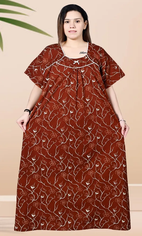 Brown_Women_Nighty_cotton_Plus_size_Printed_maxi_5XL_to_10XL