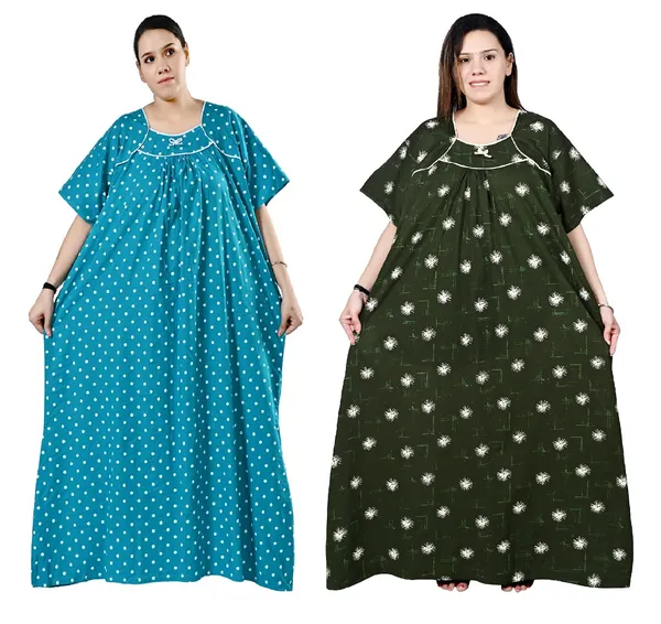 Women_Plus_Size_Nighty_Cotton_Maxi_Gown_Printed_5XL_to_10XL_2_Pc_(Combo)