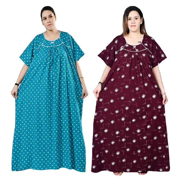 Women_Plus_Size_Nighty_Cotton_Maxi_Gown_Printed_5XL_to_10XL_2_Pc_(Combo)
