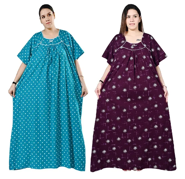 Women_Plus_Size_Nighty_Cotton_Maxi_Gown_Printed_5XL_to_10XL_2_Pc_(Combo)