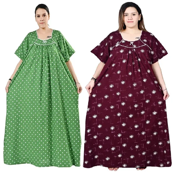 Women_Plus_Size_Nighty_Cotton_Maxi_Gown_Printed_5XL_to_10XL_2_Pc_(Combo)