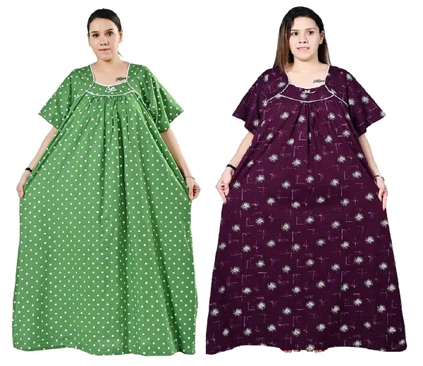 Women_Plus_Size_Nighty_Cotton_Maxi_Gown_Printed_5XL_to_10XL_2_Pc_(Combo)