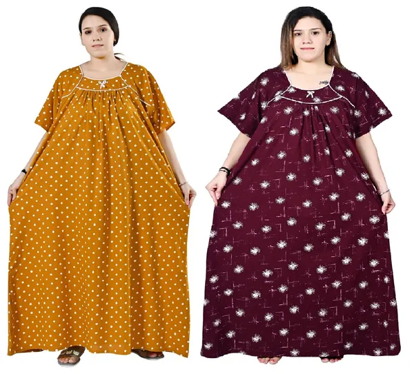 Women_Plus_Size_Nighty_Cotton_Maxi_Gown_Printed_5XL_to_10XL_2_Pc_(Combo)