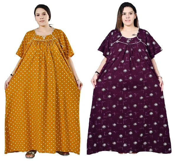 Women_Plus_Size_Nighty_Cotton_Maxi_Gown_Printed_5XL_to_10XL_2_Pc_(Combo)