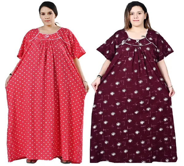 Women_Plus_Size_Nighty_Cotton_Maxi_Gown_Printed_5XL_to_10XL_2_Pc_(Combo)