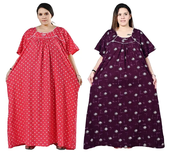 Women_Plus_Size_Nighty_Cotton_Maxi_Gown_Printed_5XL_to_10XL_2_Pc_(Combo)