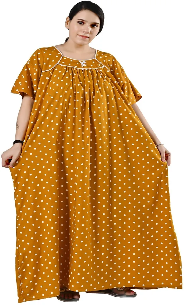 Plus_Size_-_Mustard_Women_Nighty_Pure_Cotton_Maxi_Summer_5XL_To_10XL