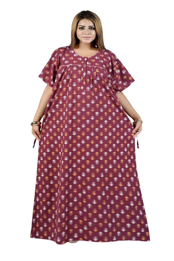 Nighty_Women_Cotton_Maxi_Plus_Size_Front_Button_Open_3XL_to_6XL