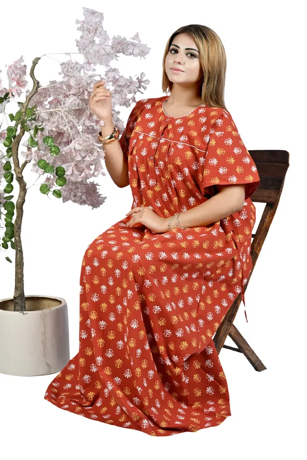 Nighty_Women_Cotton_Maxi_Plus_Size_Front_Button_Open_3XL_to_6XL