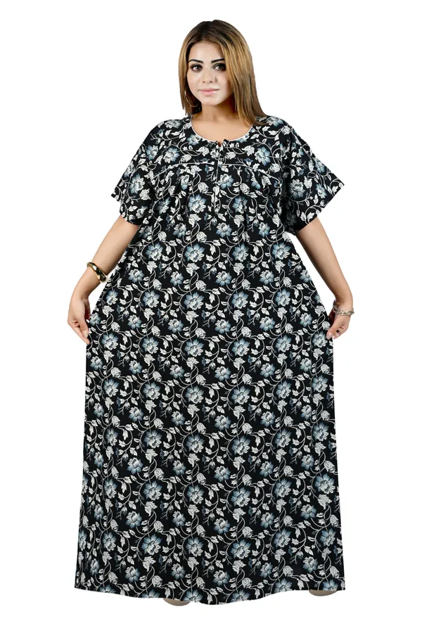 Nighty_Women_Cotton_Maxi_Plus_Size_Front_Zip_Open_3XL_to_6XL