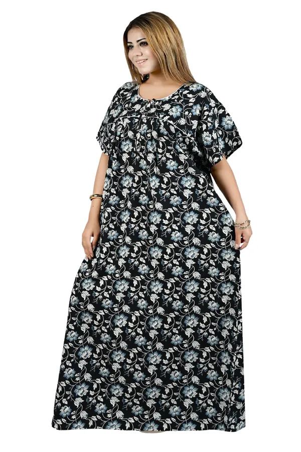 Nighty_Women_Cotton_Maxi_Plus_Size_Front_Zip_Open_3XL_to_6XL